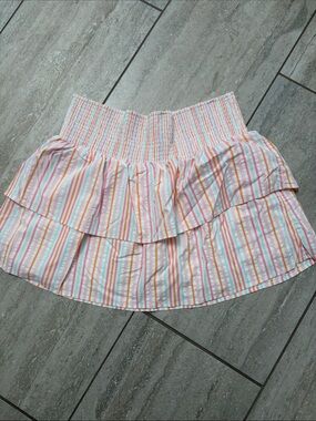 Vineyard Vines Pastel Multi-Stripe Smocked Mini Skirt